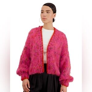 ATELIER BASILE
REBELLE BOMBER CARDIGAN FUCHSIA ROUGE ORANGE TRIM